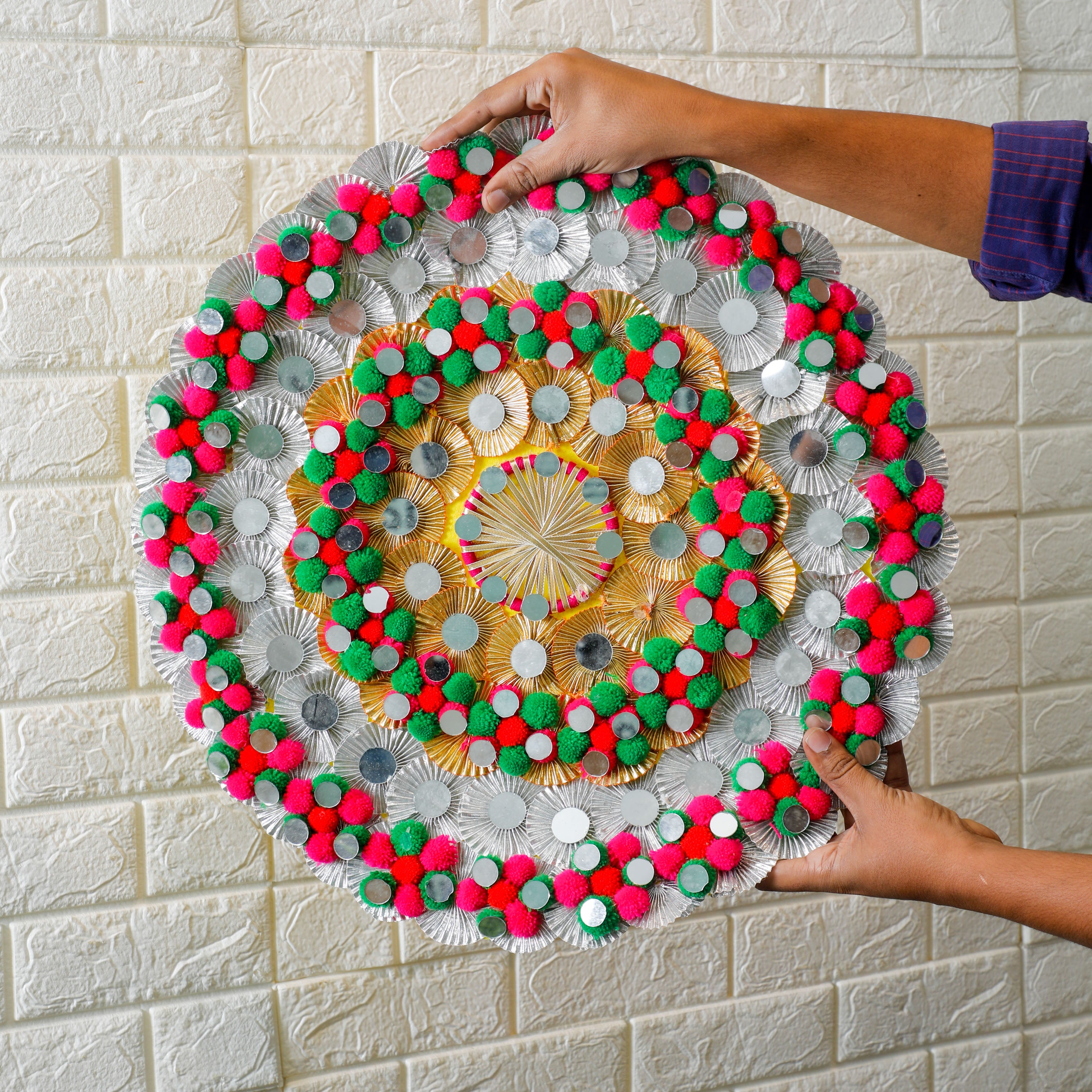 colourful handcrafted rangoli mat by local artisans